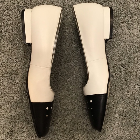 NWOT 80s Vintage Leather Ballet Flat Slip on Shoe Capped Toe White SZ 6 - Picture 13 of 16